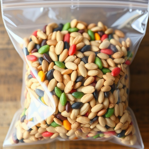 Mixed seed blend in clear plastic bag