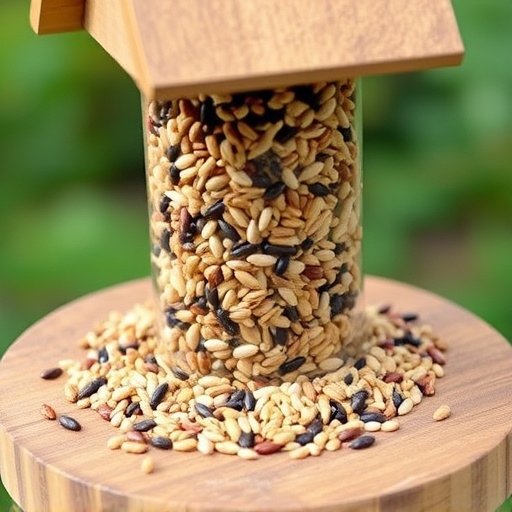 Mixed seed blend on wooden bird table