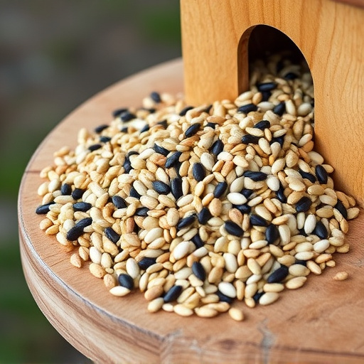 Mixed seed blend on wooden bird table