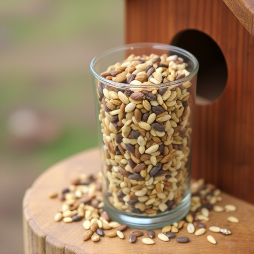 Mixed seed blend on wooden bird table