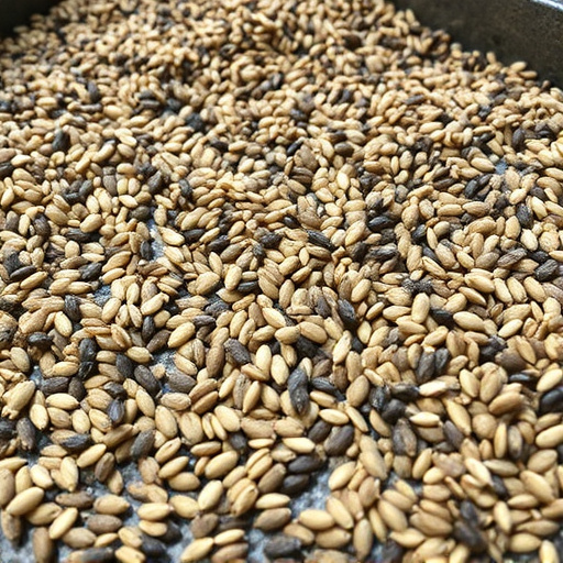 Mixed seed scattered on feeding tray