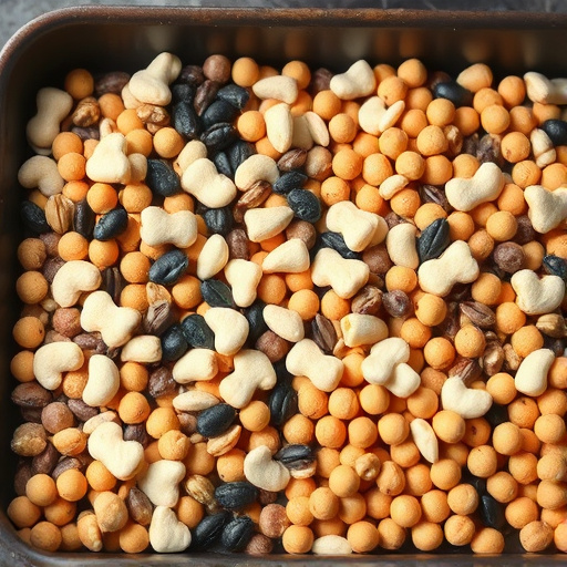 Mixed seeds and suet pellets in tray