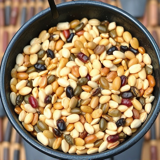 Mixed seeds without husks in feeder
