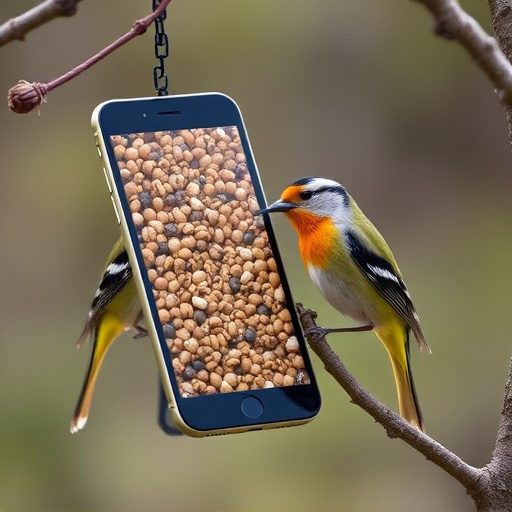 Mobile phone browsing bird seed deals
