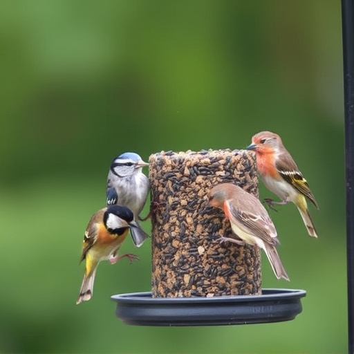 Multiple birds perched on suet feeder