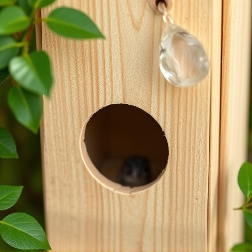 Nest box with entrance hole close-up