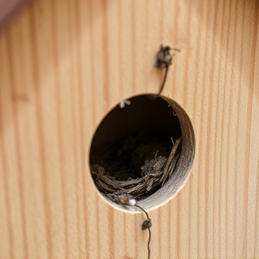 Nest box with entrance hole close-up