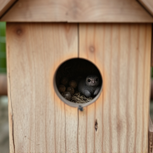 Nest box with entrance hole close-up
