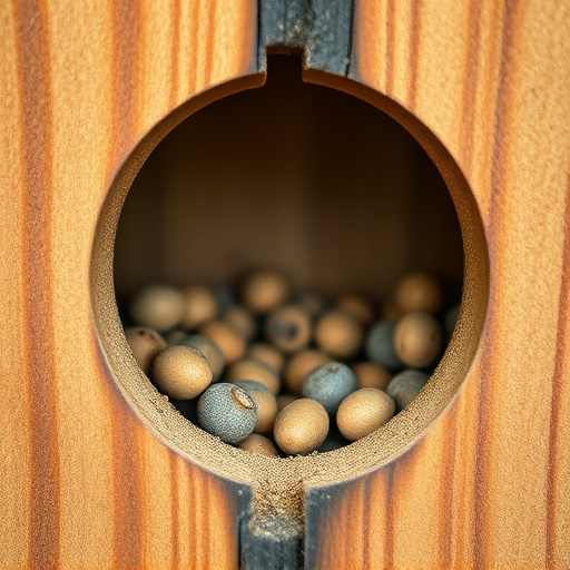 Nest box with entrance hole close-up