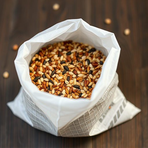 Open bag filled with bird seed mix