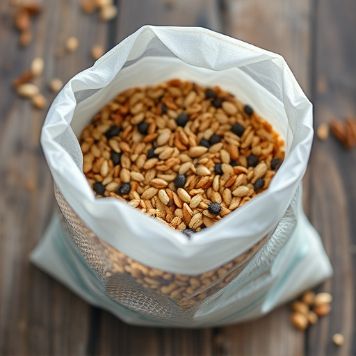 Open bag filled with bird seed mix