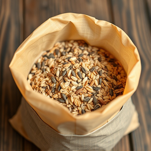 Open bag filled with bird seed mix