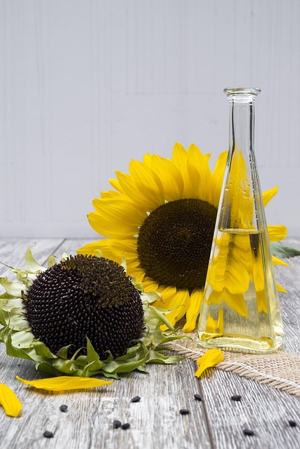 Open metal tray with sunflower seeds