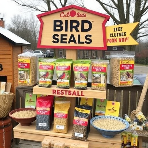 Outdoor display of bird seed deals