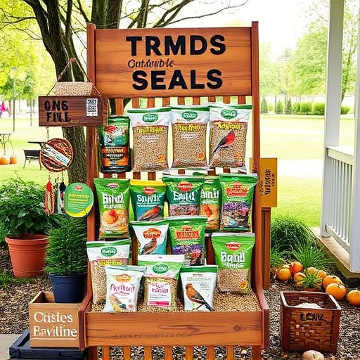 Outdoor display of bird seed deals