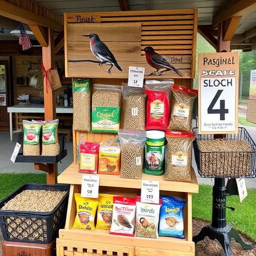 Outdoor display of bird seed deals