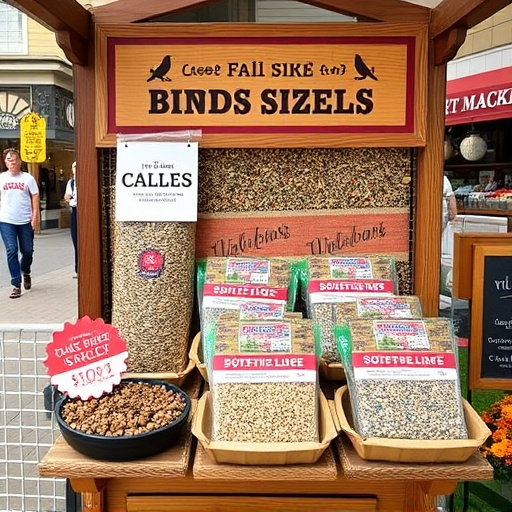 Outdoor display of bird seed deals