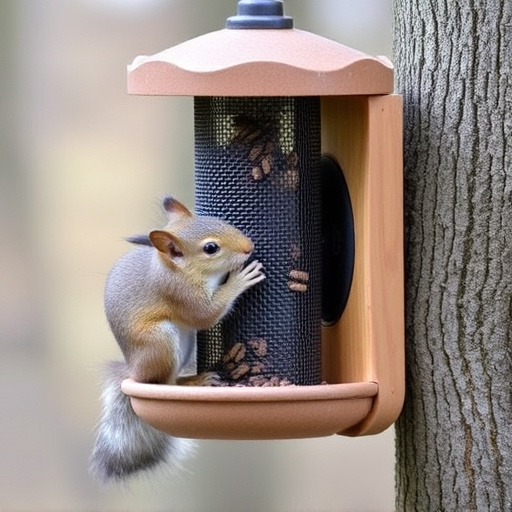 Outdoor feeder preventing squirrel access