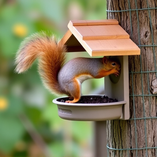 Outdoor feeder preventing squirrel access