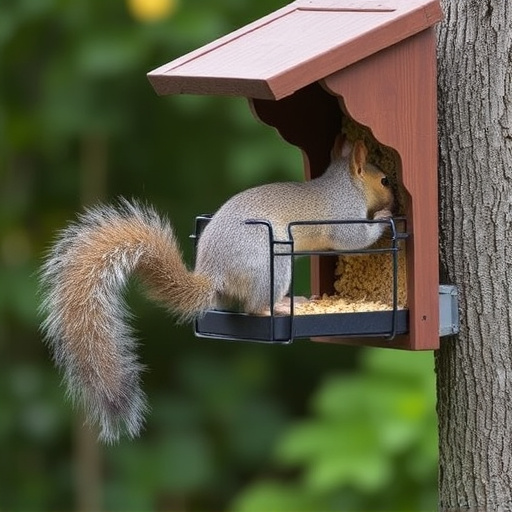 Outdoor feeder preventing squirrel access