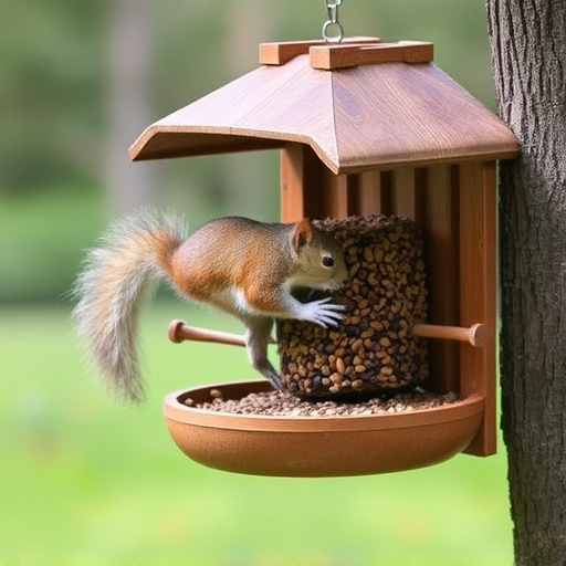 Outdoor feeder preventing squirrel access