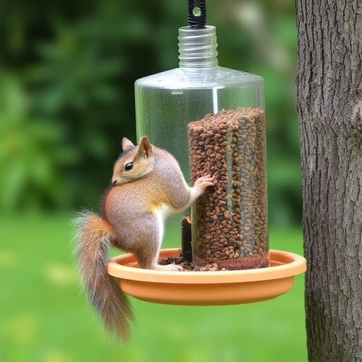 Outdoor feeder preventing squirrel access