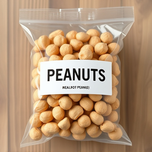 Packaged peanuts with clear label