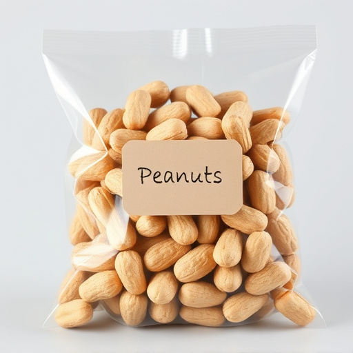 Packaged peanuts with clear label