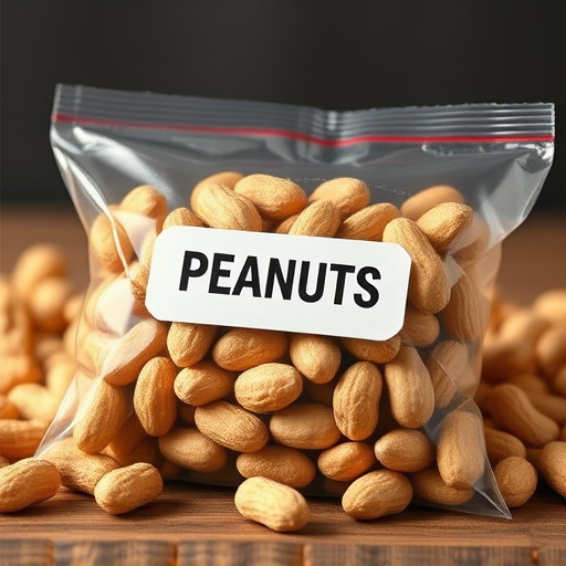 Packaged peanuts with clear label