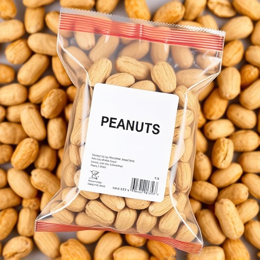 Packaged peanuts with clear label