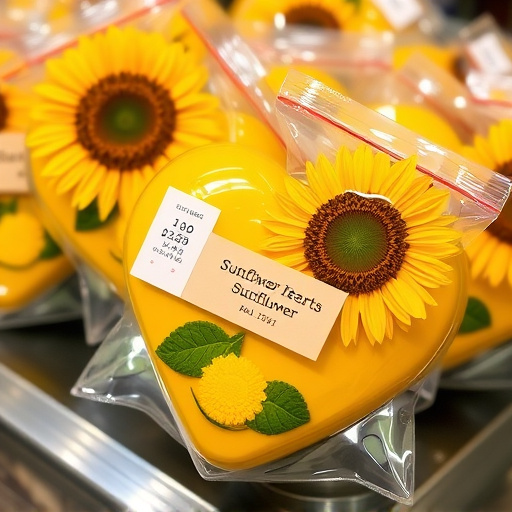 Packaged sunflower hearts with label visible