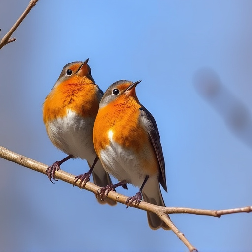 Pair of robins during breeding season
