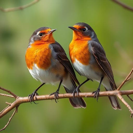 Pair of robins during breeding season