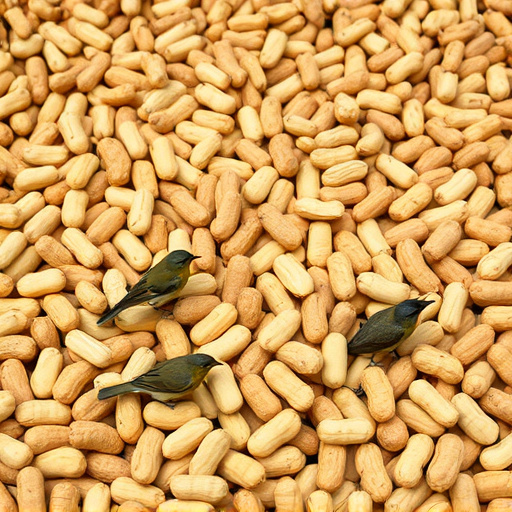 Peanuts scattered for visiting birds