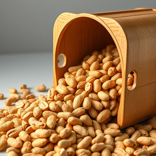 Peanuts spilling from open storage container