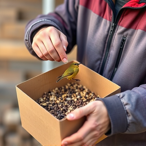 Person unpacking bird seed delivery box