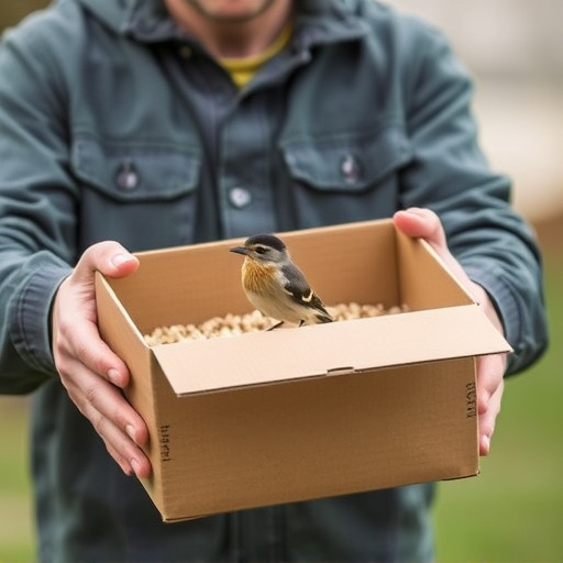 Person unpacking bird seed delivery box