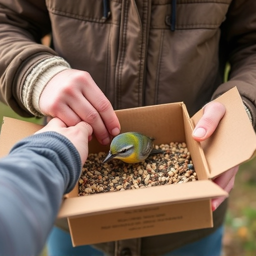 Person unpacking bird seed delivery box