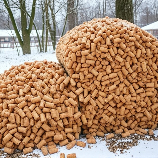 Piles of suet pellets for winter