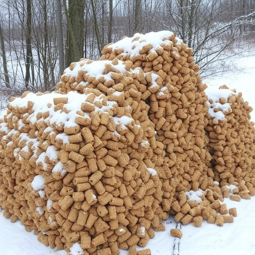 Piles of suet pellets for winter