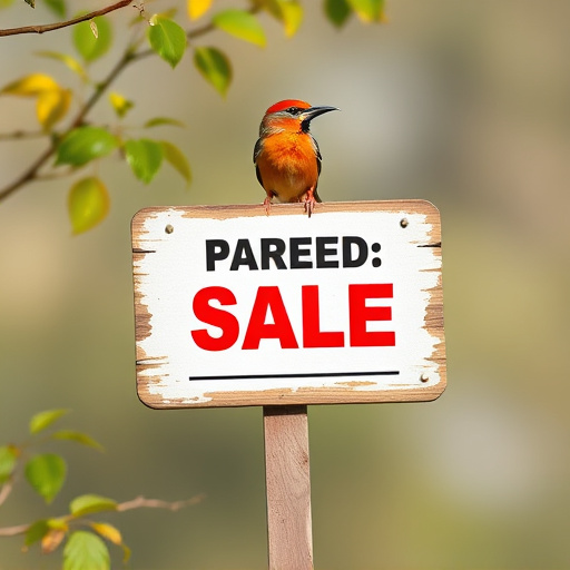 Promotional sale sign on bird food