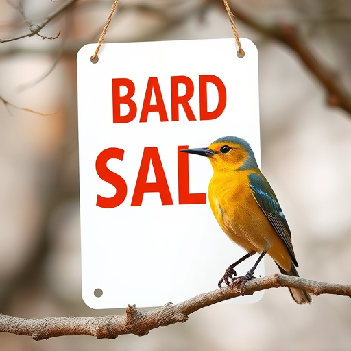 Promotional sale sign on bird food