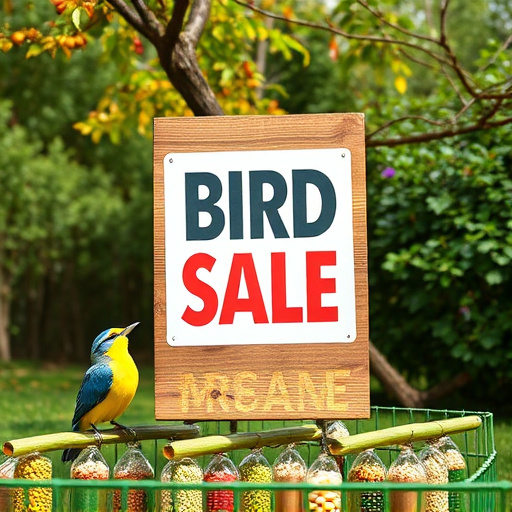 Promotional sale sign on bird food