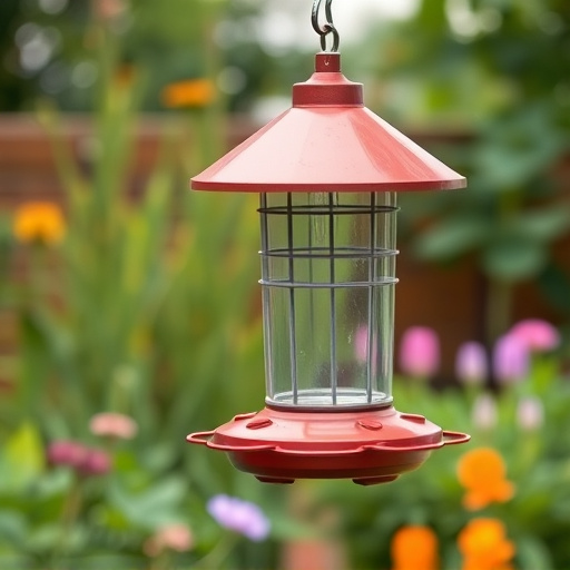 Rainproof feeder hanging in garden