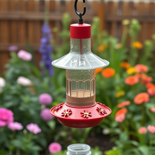 Rainproof feeder hanging in garden