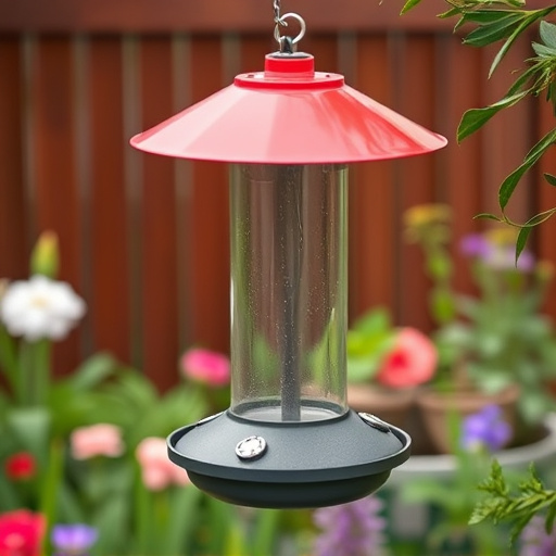 Rainproof feeder hanging in garden