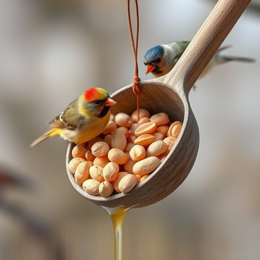 Refill scoop of peanuts for birds