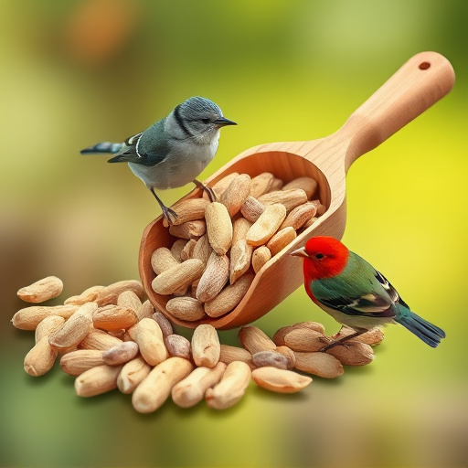 Refill scoop of peanuts for birds