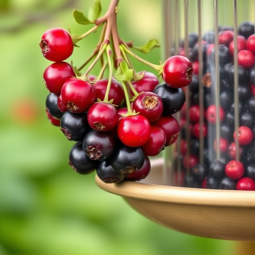 Ripe berries on garden bird feeder