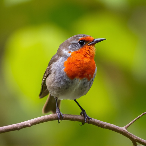 Robin with bright red breast perched
